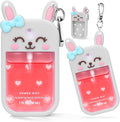 Metyond Rabbit Silicone Case for Touchland Hand Sanitizer Spray with Keychain, Compatible with Power Mist or Glow Mist 1 FL OZ/30ML for Touchland Case, Cute Travel Case for Easter Gifts (1 Pcs Gray)