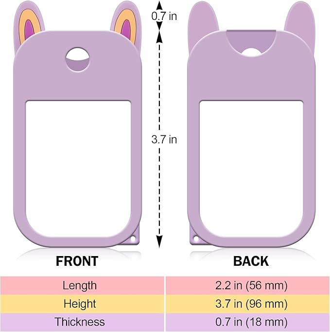 2 Pack Easter Bunny Ear Silicone Case for Touchland Hand Sanitizer Spray 1 FL OZ/30 mL,Purple&Pink Portable with Keychain,Protective Cover Compatible with Touchland,Easter Gifts