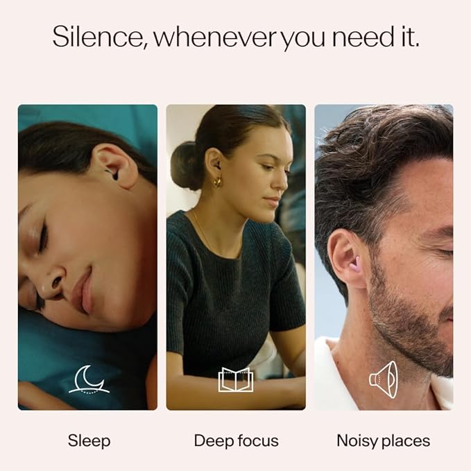 Alpine Silence Earplugs for Sleep, Focus & Travel - V-Shape Snug Fit & Soft Oval Tips – 4 Sizes XS/S/M/L - Comfortable, Reusable Hearing Protection - up to 25dB – Pink