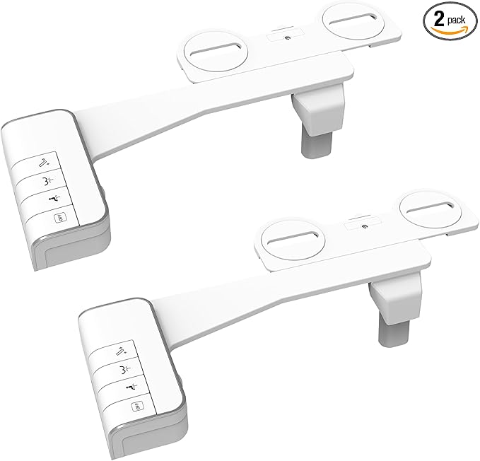 Hibbent 2 Pack Bidet Attachment for Toilet, Non-Electric Dual Nozzle for Frontal & Rear Wash, Adjustable Water Pressure Control, Fresh Water Bidet Toilet Seat, Self Cleaning Water Sprayer, Chrome