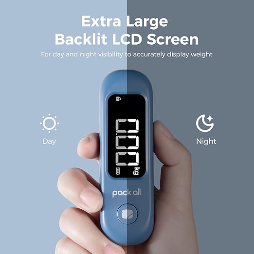 pack all 110 Lbs Luggage Scale, Digital Handheld Baggage Scale, Travel Suitcase Weight Scale with LCD Display, Battery Included, Navy