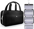 Travel Hanging Toiletry Bag for Women - Waterproof Cosmetic Organizer with Clear Window, Lightweight Bathroom Bags for Essentials, Makeup, Shampoo, Toiletries Black, Medium