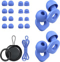 2 Pairs of Earplugs for Sleeping,Reusable Hearing Protection Ear Plugs with 8 Pairs Ear Tips & One Connector Cord,Soft Earplugs for Noise Reduction,Concert,Musician & Work - 25dB-30dB
