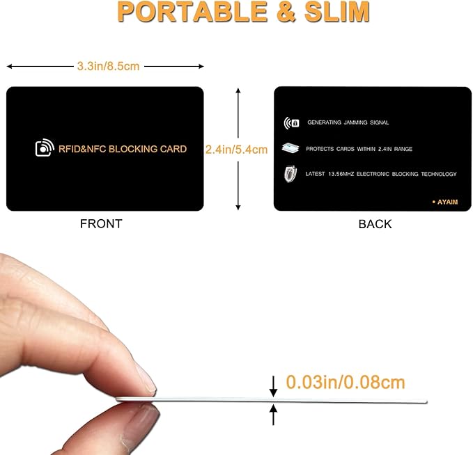 AYAIM 5Pack RFID Blocking Card, Protection Entire Wallet Shield, Credit Card Protector NFC Bank Debit Blocker, Identity Theft Prevention for Passport Travel Security, Perfectly Fits in Purse