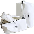 tianzong 2 Pack Double-Layer Fabric Wide-Opening Waterproof Travel Shoe Bag with Comfortable Handle (White)
