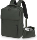 Lightweight 20L Commute Backpack for Men & Women, Water-Resistant Travel Daypack with 15.6-Inch Laptop Compartment & Anti-Theft Pockets, Dark Green