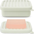 Superior Leak-Proof Silicone Travel Soap Case with Drainage Lid/Layer, Compact Bar Soap Container, Durable Soap Holder for Camping, Gym, and Travel Size Toiletries (Off-White)