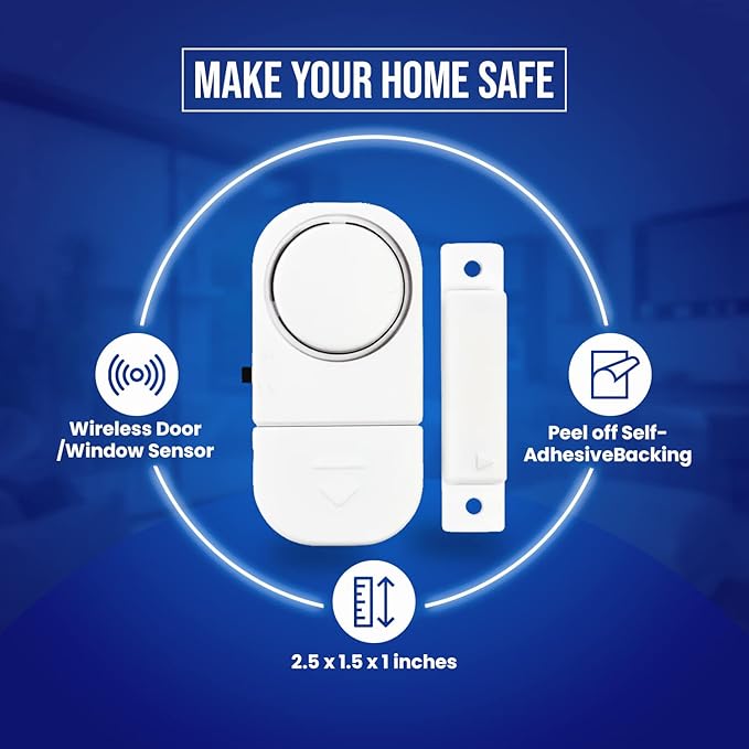 Doohickey Perfect Alarm, Personal Security System to Keep You and Your Family Safe, Great for Doors, Medicine Cabinets, Gates, Windows, and More, Easy to Install No Wires or Tools Required (4 Pack)