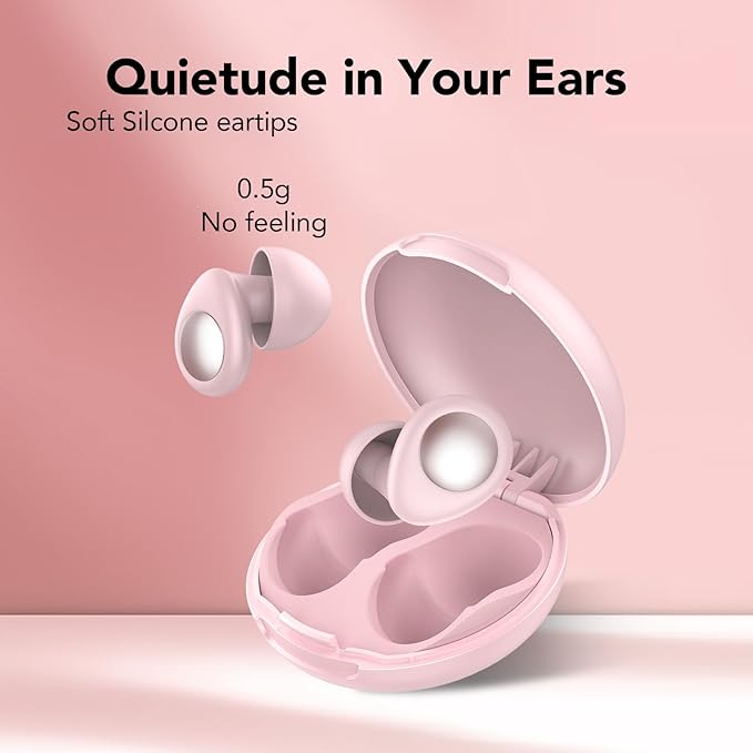 Ear Plugs for Sleeping,Noise Cancelling Silicone Earplugs for Noise Reduction & Snoring,45 dB,Ear Plugs for Sleep, Soft Earplugs Reusable Concert Ear Plug,Hearing Protection with 8 Earpieces, Pink