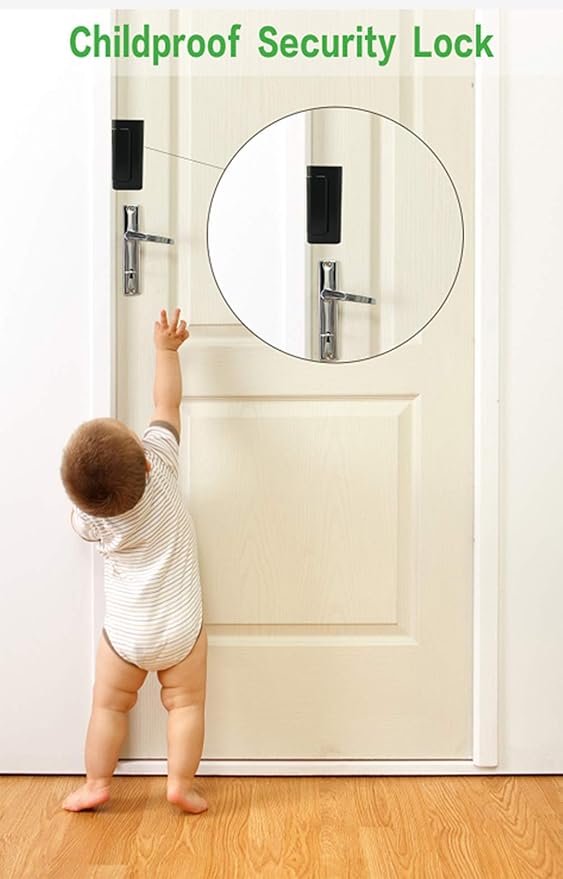 Door Reinforcement Lock with 4 Screws, Home Security Door Lock Stop for Toddler, Childproof Door Lock Night Lock Withstand 800 Lbs Black