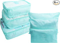 6 PCS Travel Luggage Organizer Bags, Packing Cubes Compression, Travel Storage Bags Organizers, Travel Cubes Laundry Pouches for Backpack Suitcases Clothes Underwear (Light Blue)