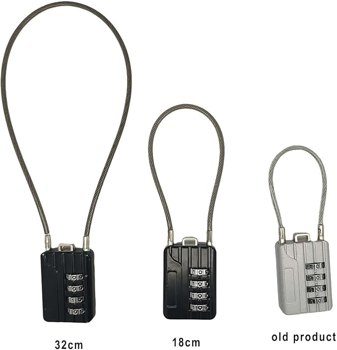 SEPOX Resettable Combination Travel Lock, 11mm 4 Digit Cable Lock for Suitcase, Travel Bag, and Gym Lockers, Filing Cabinets, Toolbox, Case—Silver Pack of 2