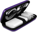 iMangoo Travel Essential Electronics Organizer Pouch Charger Case, Shockproof Dual Zipper Power Bank Cables Tech Accessories Purse, Men & Women Travel Must Have Storage Bag, 6.5x3.2x1 inch Purple