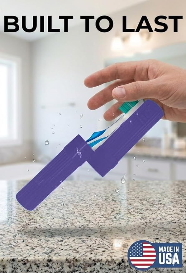 American Comb Toothbrush Holder - Purple, Made in USA, with Ventilation Holes, for Toothbrush Covers, Toothbrush Holder, Toothbrush Soft, Durable Design, Hygienic Bathroom Accessory
