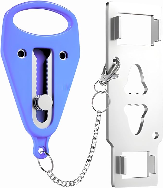 Portable Door Lock for Travel – Hotel Door Locks for Travelers Security – Door Safety Lock from Inside for Home & Apartment – Travel Locks for Hotel Rooms – (Blue)