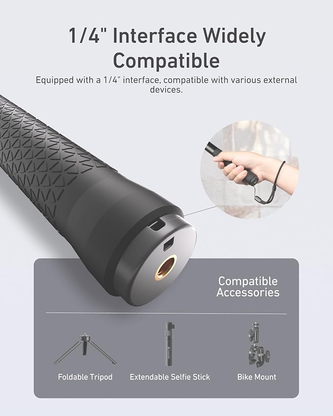 TELESIN 47" Extension Selfie Stick, Portable Handheld Invisible Monopod Pole for GoPro Hero 13 12 Insta360 X5/DJI Osmo Nano/Action 6 5 4 Pocket/Xtra Muse Vlog Selfie Stick, Action Camera Accessories