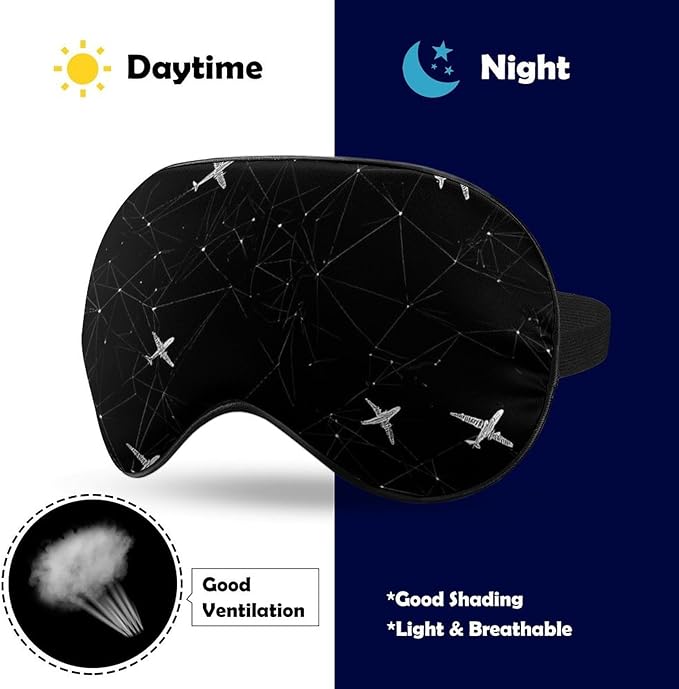 Airplane Plane Sleep Mask Adjustable Blackout Night Eye Cover for Travel Work