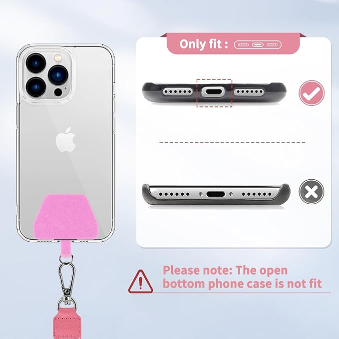 CACOE Phone Lanyard 2 Pcs Adjustable Neck Strap,4 Pcs Patches,Universal Crossbody Multifuctional Patch Cell Phone Lanyards Compatible with Most Smartphones(Black+Pink)