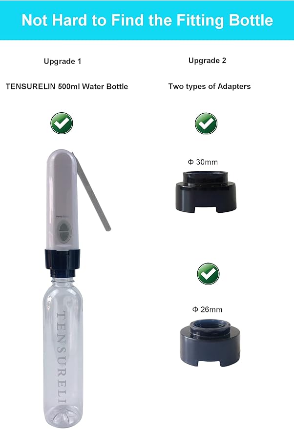 Upgraded Electric Portable Travel Bidet, Contain Large Water Bottle, Two Size adapters, USB Charger, Handy Toilette Sprayer Good for Personal Care