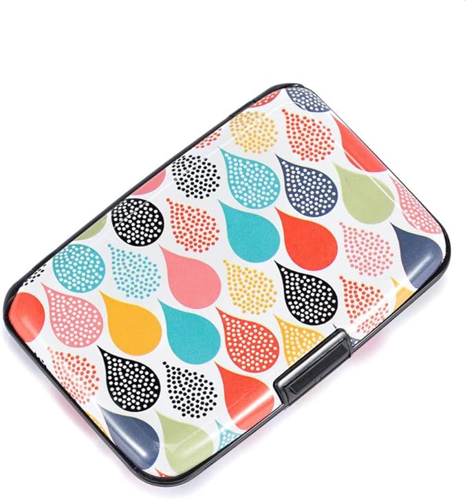 ELFISH Mini RFID Aluminum Wallet Credit Cards Holder Business Card Case Metal ID Case for Men Women (Colored beads)