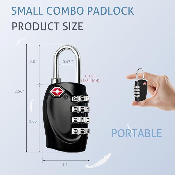 TSA Approved Locks for Luggage TSA Locks for Gun Case Lock 4 Digit Combination Lock Travel Locks TSA Approved Suitcase Locks Combo Lock with Code