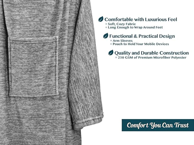 PAVILIA Wearable Blanket with Sleeves for Adult Women Men, Cozy Fleece Warm Wrap Throw with Arms, Gifts for Christmas, Wife