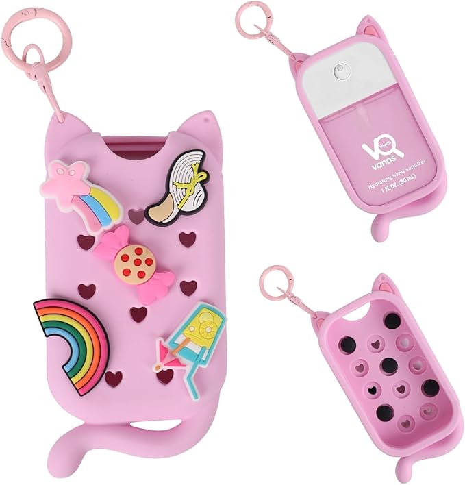 Hand Sanitizer Spray Case for Touchland Case Keychain, Hand Sanitizer Spray Holder Compatible with 5 Decorative Charms.
