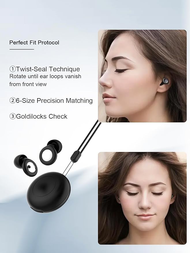 Ear Plugs for Sleeping Snoring 45dB Noise Cancelling Reduction (Classic Black)