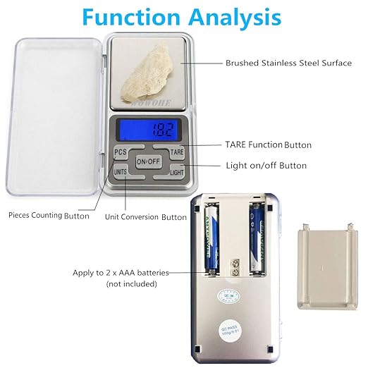 Food Travel Scale Portable Pocket Scale Gram Capacity 500g Degital Kitchen Small Miniature Scale Lab Measuring Scale High Precision