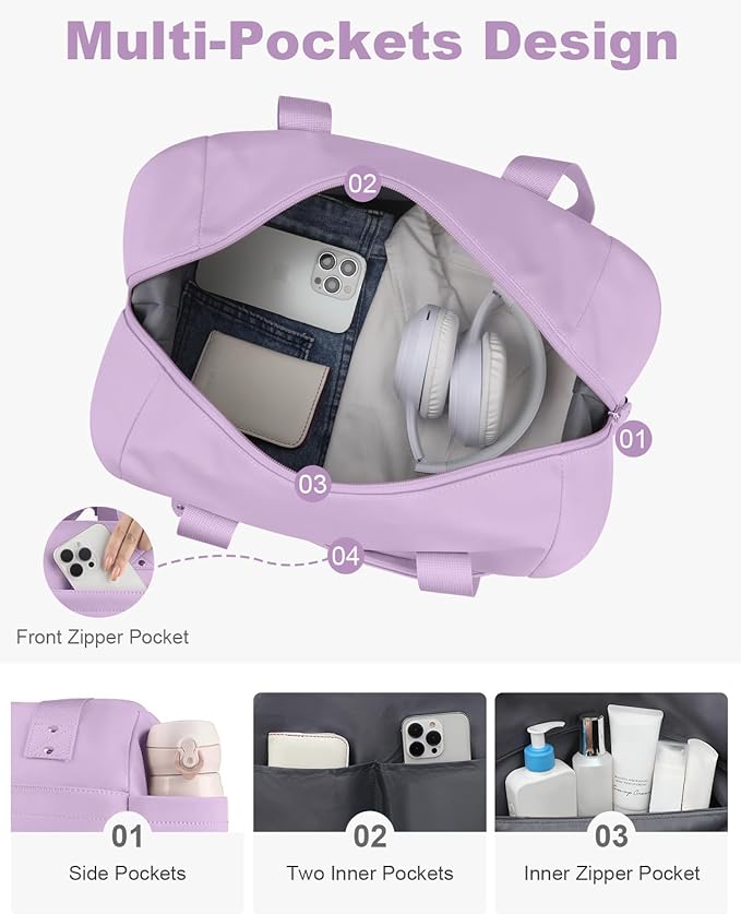 Pritent Travel Duffle Bag, Waterproof Weekender Overnight Hospital Bags for Women Men with Toiletry Bag Lightweight Carry on Personal Item Duffle Gym Bag for Travel, Airplanes, Sports