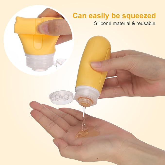 Beveetio 19 Pack Travel Bottles TSA Approved, 3OZ Leakproof Silicone Refillable Travel Size Containers for Toiletries, BPA Free Travel Accessories Tubes Cosmetic Shampoo Lotion Soap