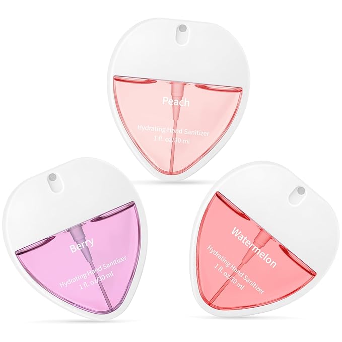 3 Pcs Power Mist Hydrating Hand Sanitizer Spray Bulk Travel Size Hand Sanitizer Pocket 1 Fl. oz Heart Shaped Spray Bottle for Daily Use Nurse Coworker Office Valentine's Day Teacher Gifts