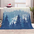 Snow Winter Throw Blanket, Navy Blue Fleece Blanket for Couch Bed Sofa, Pine Tree Blankets and Throws, Nordic Watercolor Super Soft Cozy Plush Flannel Blanket 50x60, Decor & Gift