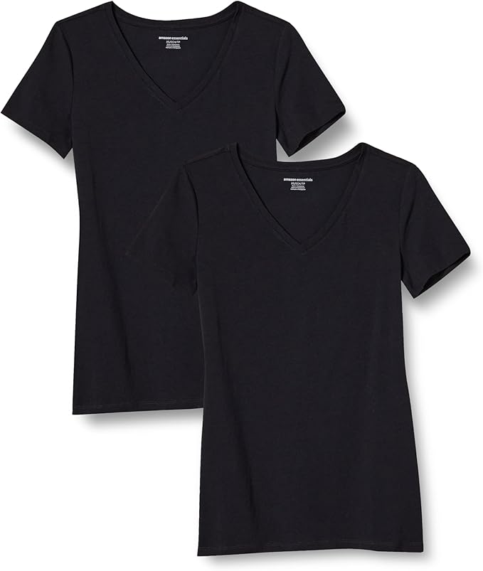 Amazon Essentials Women's Regular-Fit Short-Sleeve T-Shirt (Crewneck and V-Neck Options), Multipacks