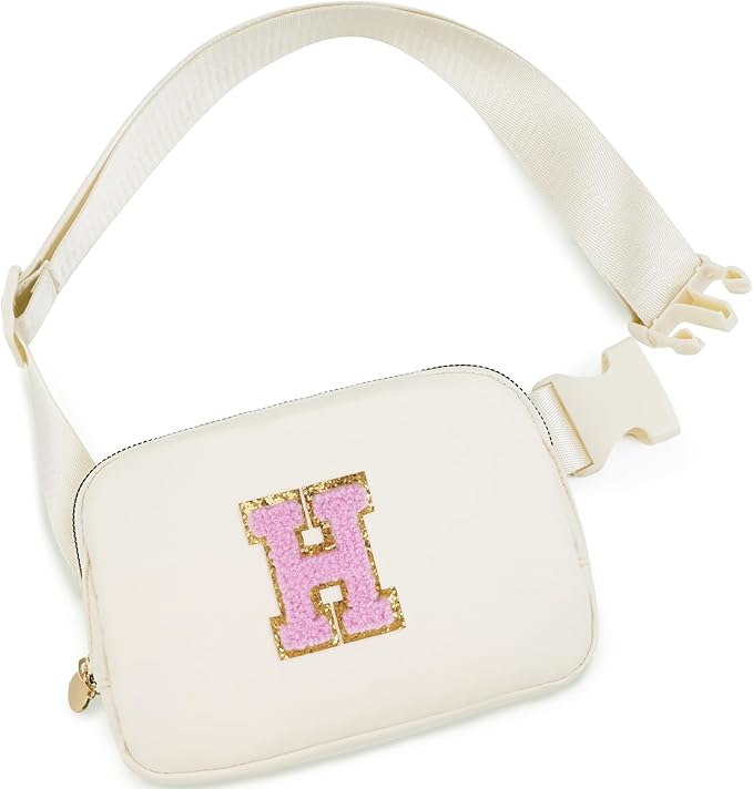 Uygafly Monogrammed Gifts for Women - Fanny Pack & Crossbody Bag for Kids & Women, Trendy Everywhere Belt Bag | Cream