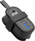 BEVA Travel Power Strip with USB C Ports, 4FT Extension Cord, 2 Outlets, 3 USB Ports, Cruise Ship Essentials (3.4A Charge, Black)