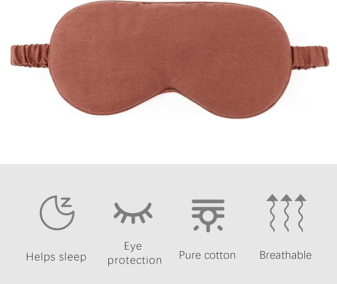 HBHLFZ Sleep Mask 2 Pack - Bamboo Viscose Fiber Sleeping Eye Mask - with Elastic Band/Headband - Comfort Sleeping Shade - for Nighttime Sleeping, Traveling & Napping（Red Curry）