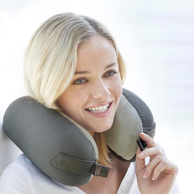 American Dreamer, Deluxe Travel Pillow, Comfortable Memory Foam Neck Pillow for Uninterrupted Sleep, Ideal for Airplane, Bus, Car, and Train, Travel Essentials, Made in USA, Gray
