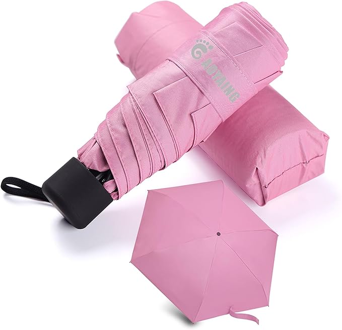 GAOYAING Small Mini Umbrella with Case Light Compact Design Perfect for Travel Lightweight Portable Parasol Outdoor Sun&Rain Umbrellas 34 Inches
