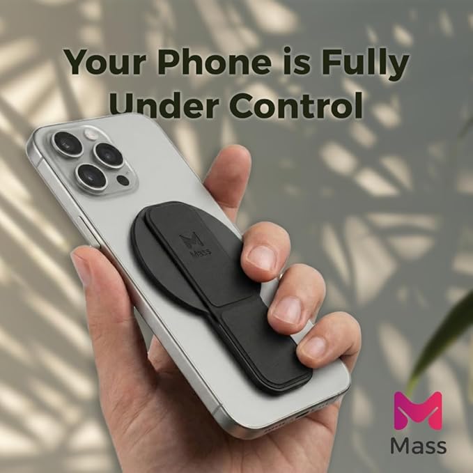 Planet Grip Compatible with MagSafe-Style iPhone Devices, Made from with a Slim Foldable Holder for Secure Magnetic Attachment and one-Hand use (Black) by Mass