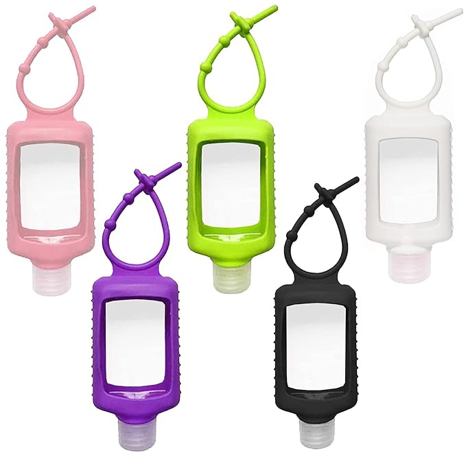 5 Pack Hand Sanitizer Travel Size Holder 60ml Travel Keychain Empty Bottles Refillable Containers for Kids and Adult