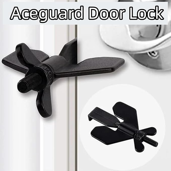 Aceguard Door Lock Portable, Stainless Steel AceGuard Door Lock, Aceguard Door Lock with Door Stop, Portable Door Lock for Travel, Hotels, Apartments, Dorms (2Pcs)
