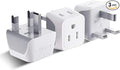 Ceptics UK Travel Plug Adapter, 2 in 1 Type G Adapter, US to UK Adapter, Ireland, Dubai Travel Adapter with Dual USA Inputs, CE, RoHS - HK Outlet Adapter, 3 Pack