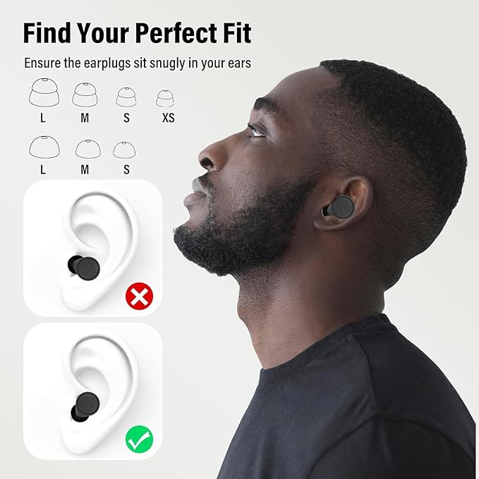 Ear Plugs for Sleeping Noise Cancelling - 35dB Reusable Ear Plugs with 7 Eartips and Carry Case - Flexible Hearing Protection - Replaceable Single/Double Eartips for Sleep, Focus, Travel, Work