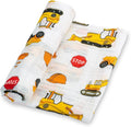 LollyBanks Muslin Swaddle Blanket, 100% Muslin Cotton Baby Blankets for Boys, 47 X 47 Inches Newborn Receiving Blanket, Swaddles for Newborns Baby Boy, Registry (Fun Construction Theme Print)