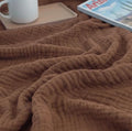 KyraHome Muslin Blankets for Adults, 60"x80" Large 100% Cotton Throw Blanket, Plant Dyed Lightweight Breathable Gauze Summer Blanket for Couch, Napping, Picnic, All Season (Brown)