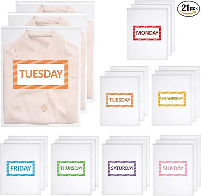 Packing Cubes Kids and Baby Travel Organizer Pouches, Suitcases and Luggage Travel Bags for Boys and Girls Summer Camp, Cruise, and Family Vacations, Days of Week