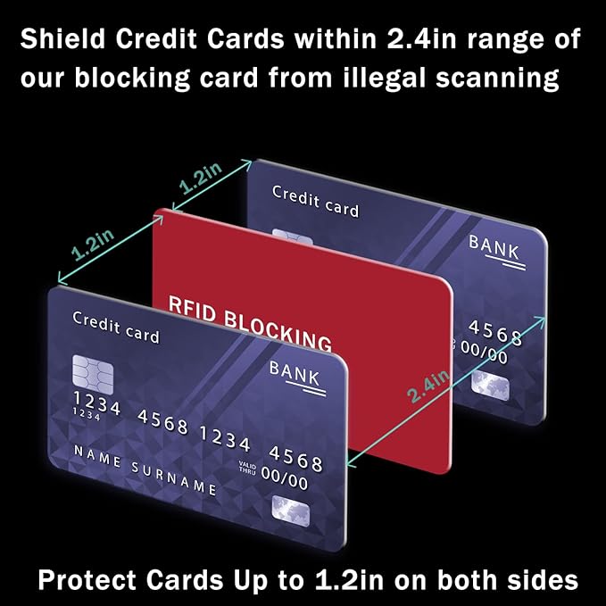 RFID Blocking Card - 3 Pack, Contactless NFC Credit Card ID Protection Safe Bank Card Passport Entire Wallet Purse Shield Protector Blocker Guard (Pack of 3, Red)