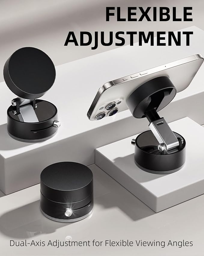 Quyee Upgraded for Magsafe Suction Cup Phone Mount/Shower Phone Holder Airplane Travel Vacation Essentials Magnetic Mirror Phone Mount for Women Men Gifts Tiktok Content Creator Must Have Accessories