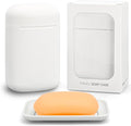 Minimalist Travel Soap Case with Removable Draining Tray, Compact Leak-Proof Travel Soap Container with Silicone Seal, White, 1 Pack